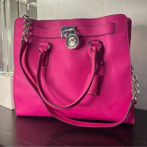 Michael Kors Fuchsia Tote with Silver Accents
